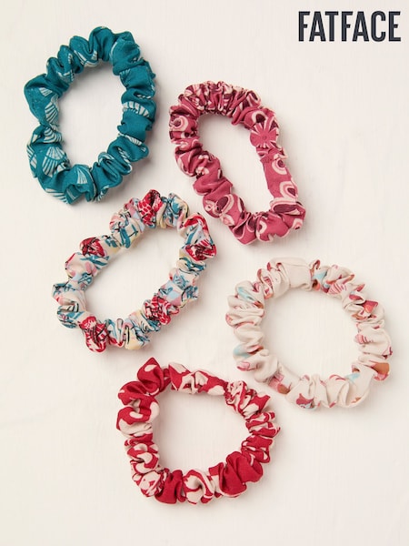 FatFace Red Earth Print Scrunchies 5 Pack (AV2959) | €14