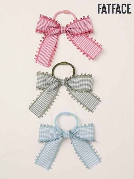 FatFace Gingham Bow Hair Elastics 3 Pack (AV2962) | ‏53‏₪