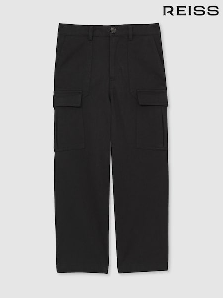 Negro - Reiss Todd 100% Cotton Straight Leg Cargo Trousers (AV2999) | 60 €