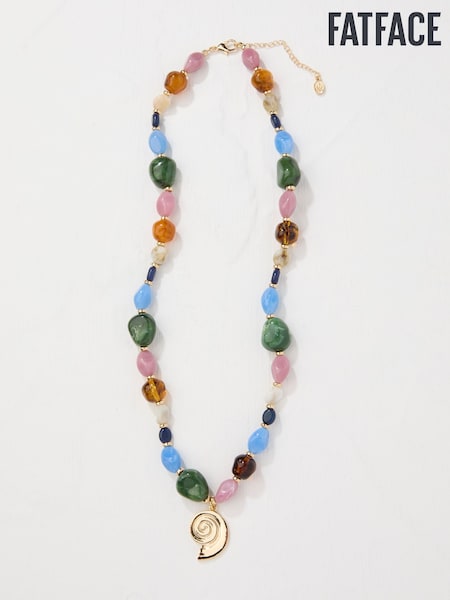 FatFace Multi Long Beaded Shell Pendant Necklace (AV3061) | ₪93