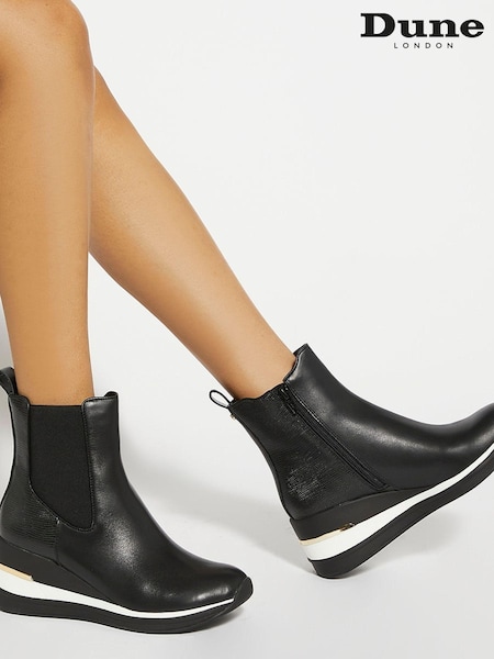 Dune London Black Everywhere Embellished Wedge Heel Trainer (AV3062) | €64