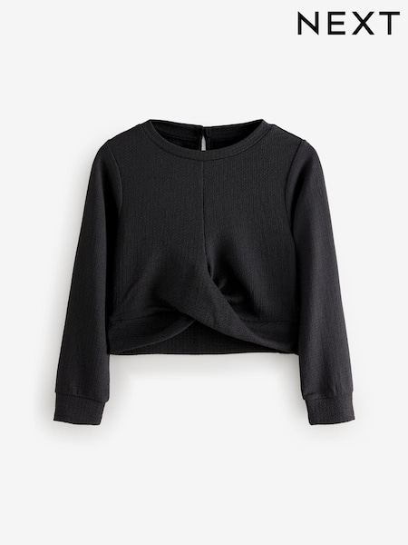 Black Wrap Front Textured Long Sleeve Top (3-16yrs) (AV3069) | 453 UAH - 659 UAH