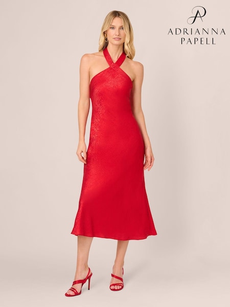 Adrianna by Adrianna Papell Red Foil Woven Midi Dress (AV3097) | €203