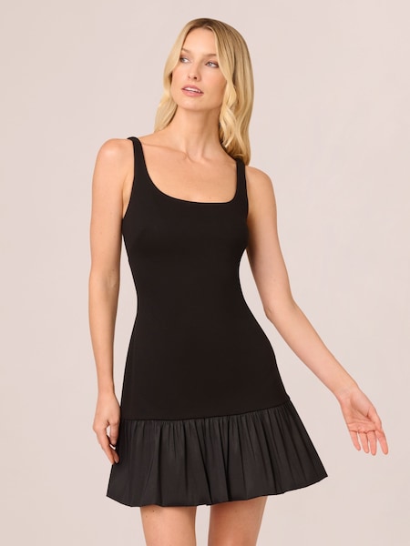 Adrianna by Adrianna Papell Black Ponte Taffeta Flounce Dress (AV3100) | ₪598