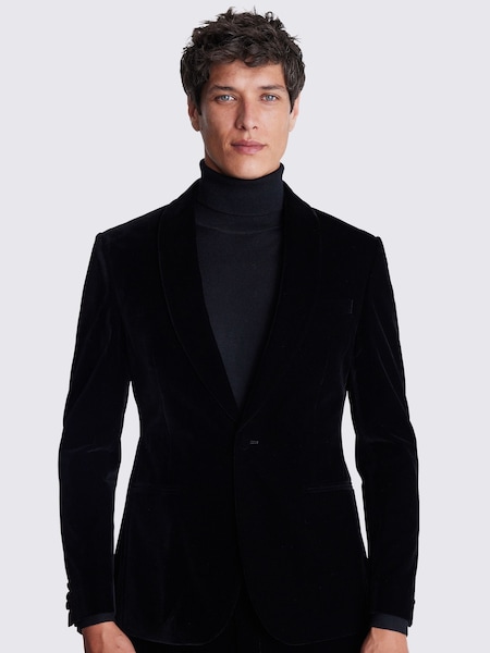 Black - Regular Moss Slim Fit Velvet Suit Jacket