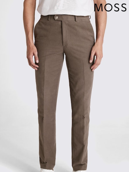 棕色 - MOSS Tailored Fit Brushed Cord Trousers (AV3534) | SGD 155