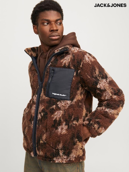 JACK & JONES Red Printed Teddy Fleece Jacket (AV3667) | R$ 590