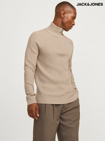JACK & JONES Quarter Zip Ribbed Knitted Jumper (AV3672) | 1 802 грн