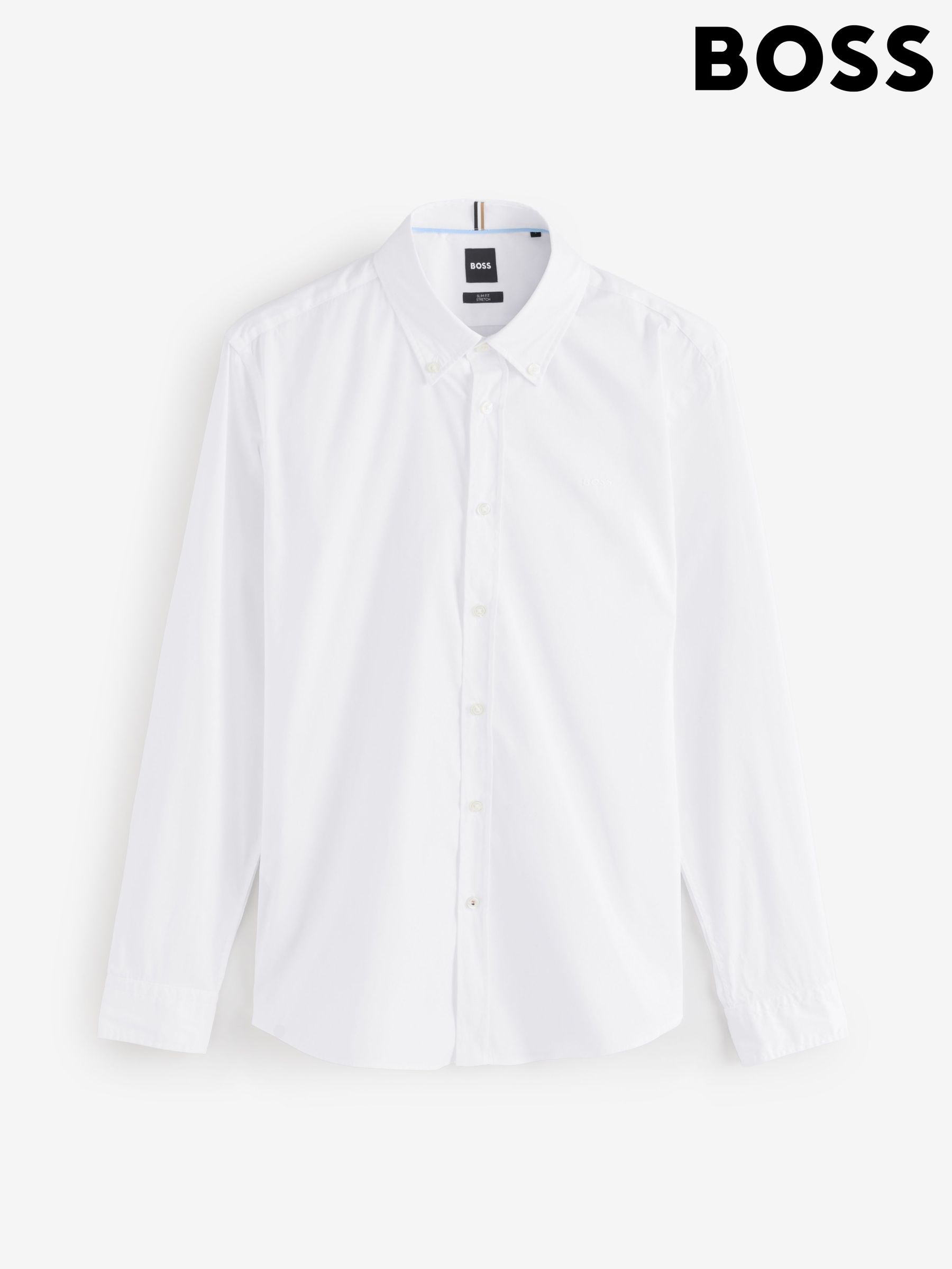 Hugo boss white slim fit shirt discount