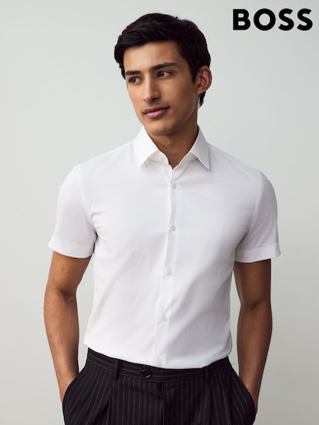 Valkoinen - BOSS Extra Slim Fit Stretch Poplin Shirt (AV3779) | €109