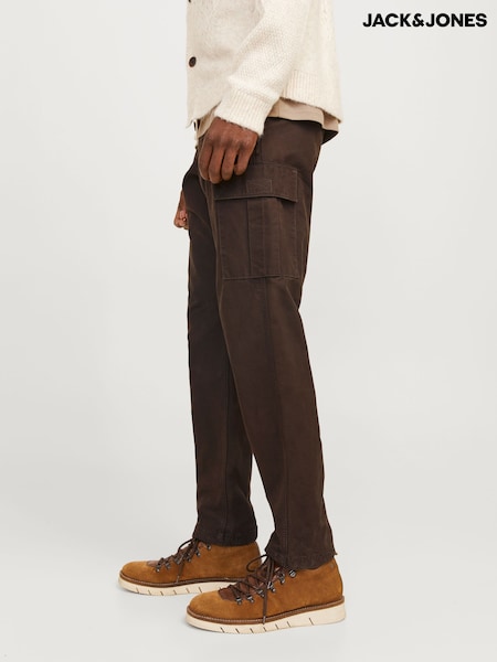 JACK & JONES Brown Relaxed Fit Cargo 100% Cotton Trousers (AV3907) | €23