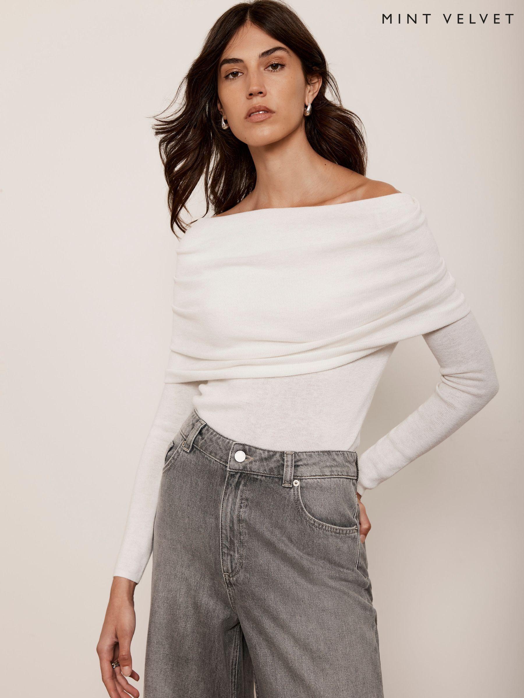 Women s Mint Velvet Plain Long Sleeve Bardot Knitwear Next Luxembourg