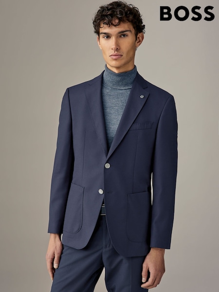 BOSS Blue Micro Pattern Regular Fit Wool Jacket (AV3959) | AED1,424