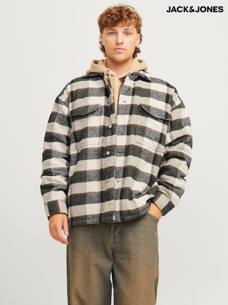 Jack & Jones White Checked Teddy Lined Shacket (AV3960) | ‏33 ر.ع.‏