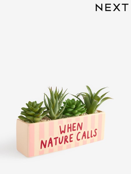 Pink Stripe Slogan Artificial Plant Bathroom Ornaments (AV4016) | AED130