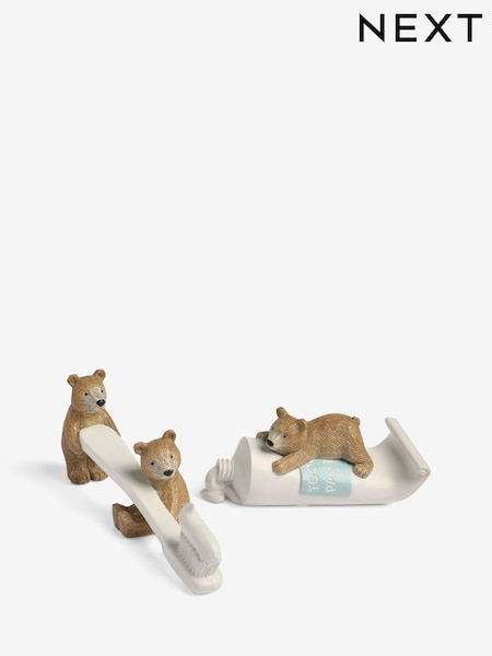 Set of 2 Natural Bertie Bear Bathroom Ornaments (AV4022) | €20