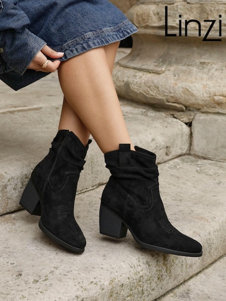Linzi Black Carter Cowboy Ankle Boots (AV4073) | €64