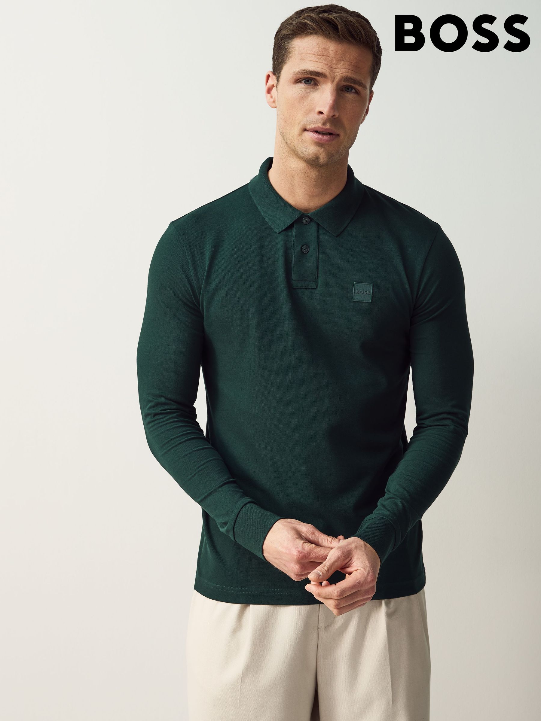 Hugo boss long sleeve polos discount