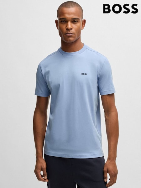 Голубой - BOSS Tipped Cotton T-Shirt (AV4096) | €60