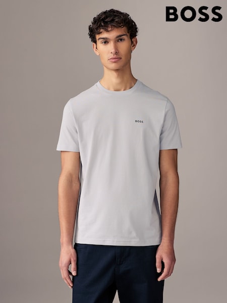 BOSS Light Grey Tipped Cotton T-Shirt (AV4102) | 143 SAR