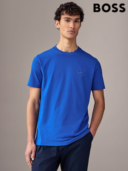 BOSS Dark Blue Tipped Cotton T-Shirt (AV4116) | 256 QAR