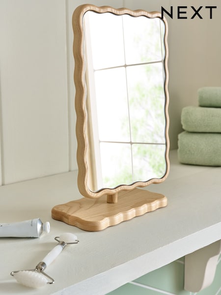 Natural Wooden Wavy Pine Dressing Table Mirror (AV4201) | €47