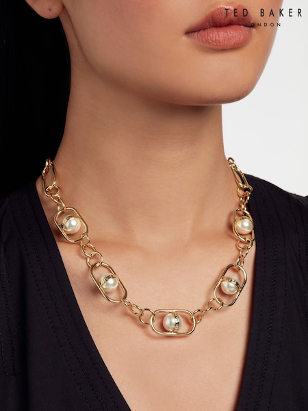 Ted Baker Gold Tone PERRIET: Statement Pearl Chain Necklace (AV4299) | €121