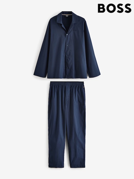BOSS Blue Logo Embroidered Stretch Poplin Pyjamas (AV4316) | €158