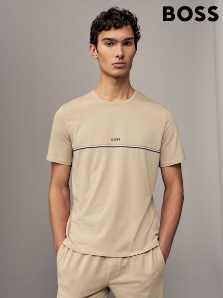 BOSS Natural Signature Stripe Stretch Cotton T-Shirt (AV4325) | €32