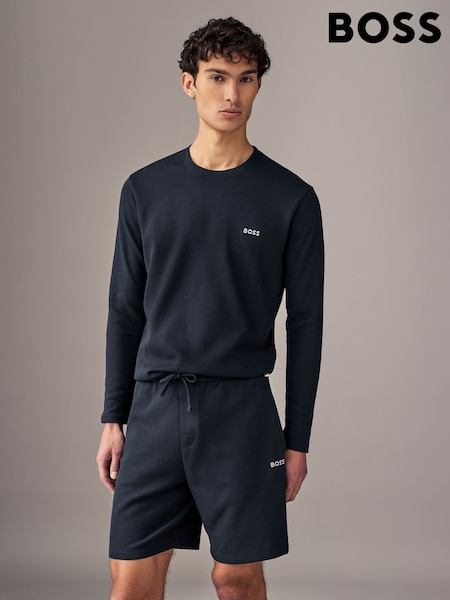 Темно-синий - BOSS Waffle Structure Cotton Shorts (AV4355) | €52