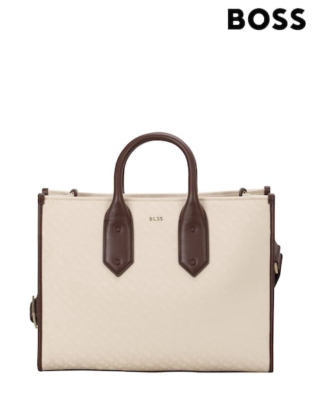 BOSS Brown Monogram-Twill Faux Fur Tote Bag (AV4474) | €305