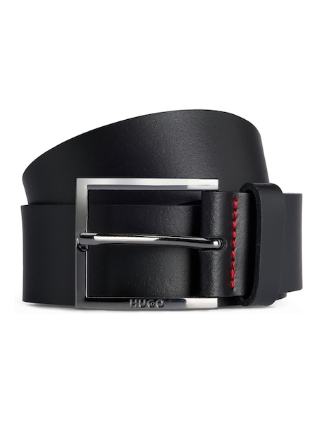 HUGO Black Hugo Branded Buckle Stitching Leather Belt (AV4477) | ₪246