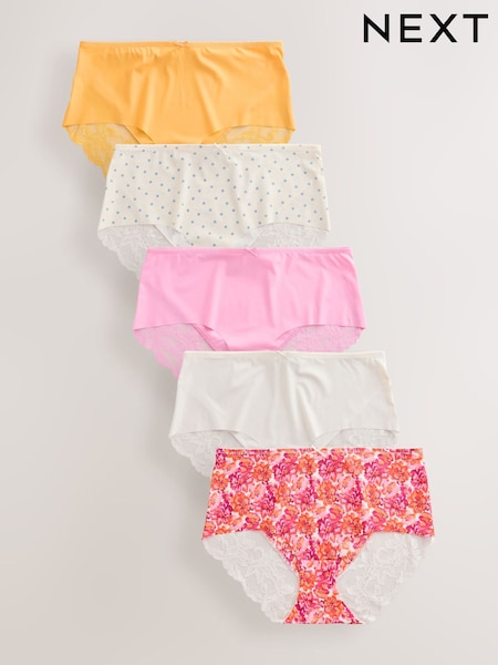 С тропическим рисунком - No VPL Lace Back Briefs 5 Pack (AV4552) | €33