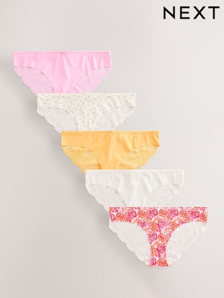 С тропическим рисунком - No VPL Lace Back Briefs 5 Pack (AV4559) | €30