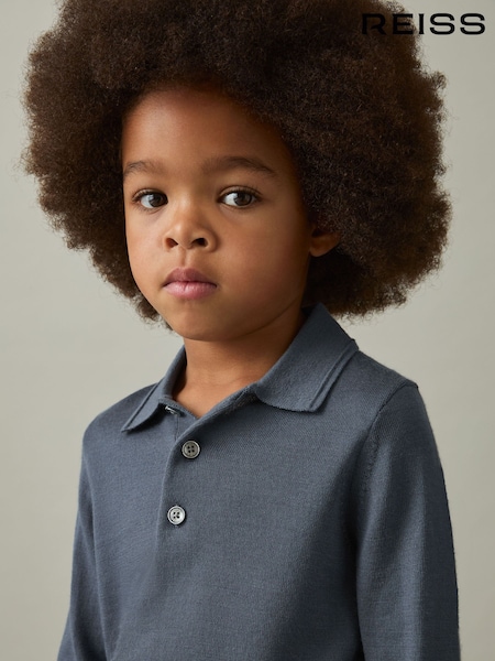 Reiss Airforce Blue Trafford 9-13 yrs Merino Wool Polo Shirt (AV4573) | €50