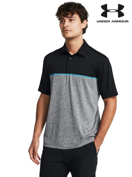 Under Armour Black/Grey Golf Payoff 3.0 Stripe Polo Shirt (AV4615) | €33