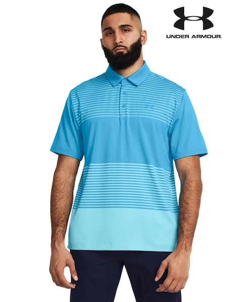 Under Armour Bright Blue Golf Playoff 3.0 Stripe Polo Shirt (AV4621) | €33