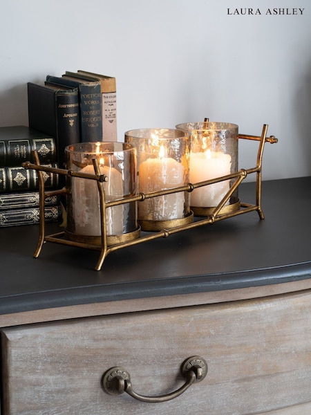 Laura Ashley Bronze Astaire Bamboo 3 Hurricane Candle Tea Light Holder (AV4670) | €95
