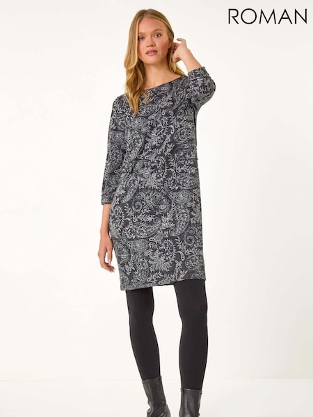 Roman Paisley Button Detail Shift Dress (AV4705) | €66