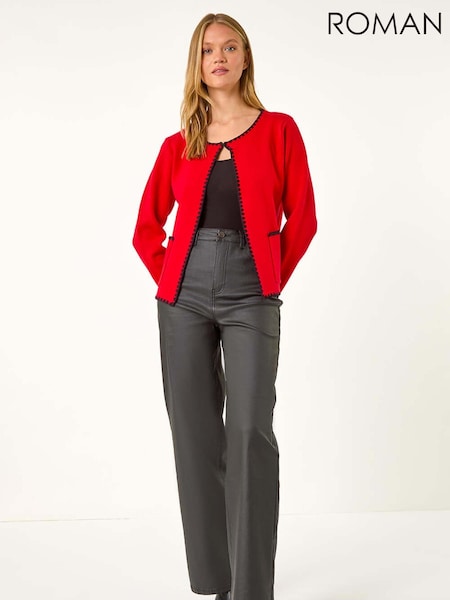 Roman Red Blanket Stitch Cardigan (AV4710) | €53