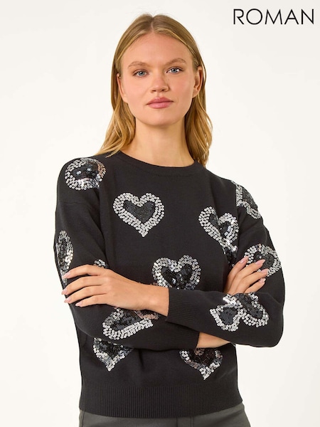 Roman Black Heart Sequin Detail Jumper (AV4711) | €51