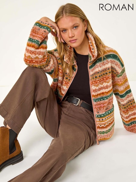 Roman Aztec Print Sherpa Fleece Jacket (AV4717) | €63