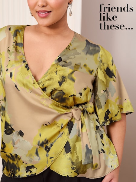 Friends Like These Yellow Curve Printed Wrap Top (AV4764) | €54