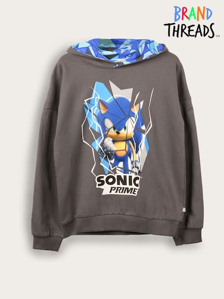 Brand Threads Grey Sonic Prime Boys Hoodie (AV4801) | €23