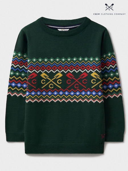 Crew Clothing Company Green Crossed Oars Fairisle Pattern Jumper (AV4838) | €37 - €48