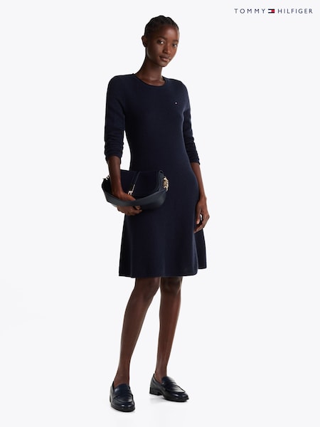 Tommy Hilfiger Blue Pure Wool Mini Jumper Dress (AV4844) | $280