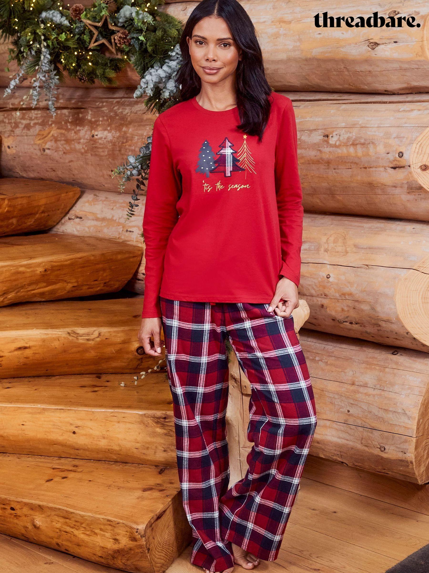 Ladies red check pyjamas hot sale