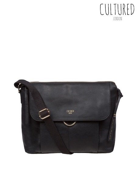 Cultured London 'Chancery' Leather Shoulder Black Bag (AV4898) | AZN 123