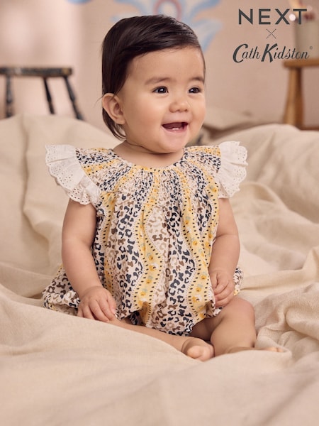 Brown Patterned Cath Kidston 100% Cotton Woven Baby Bubble Romper (AV4903) | €30 - €32