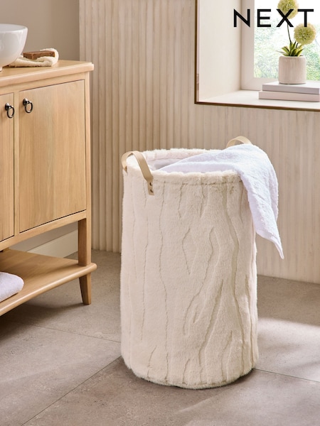 Cream Faux Fur Laundry Bag Hamper (AV4912) | €39